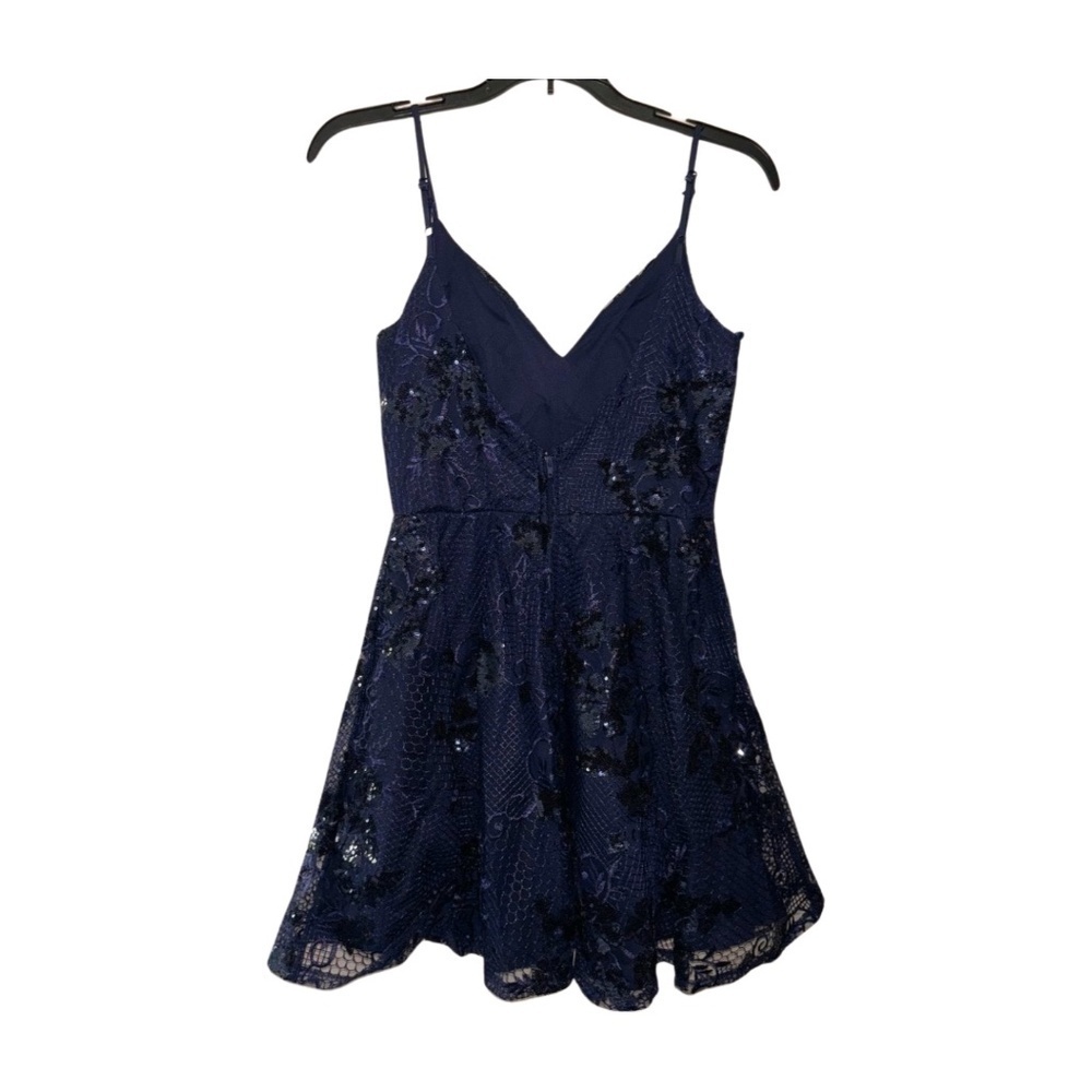 City Studio Sequined Embroidered Fit & Flare Dress | Navy 7 | NWT - Picture 3 of 6